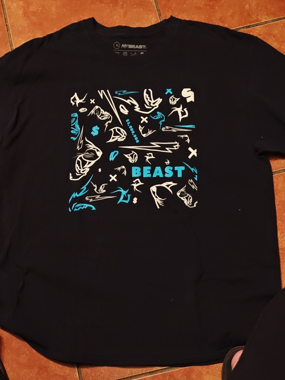 Graphic Short Sleeve Tee - Black with Blue & White Print